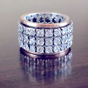 Genuine Crystal Spinner Ring -925/14K Rose Gold